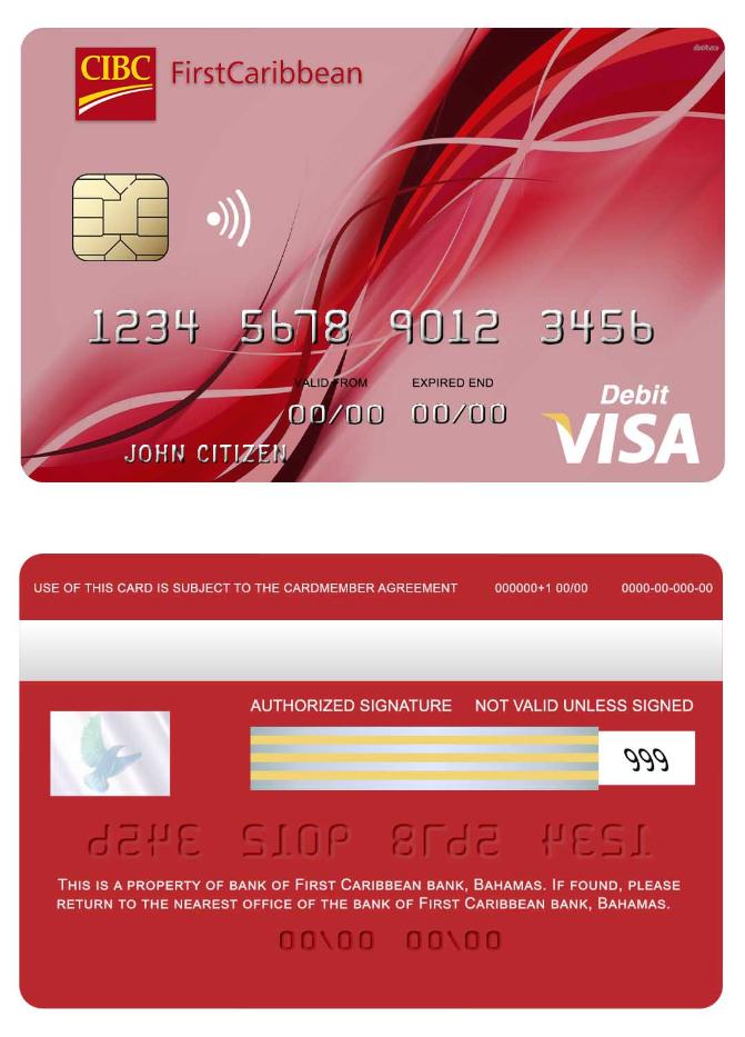 Bahamas First Caribbean bank, visa debit